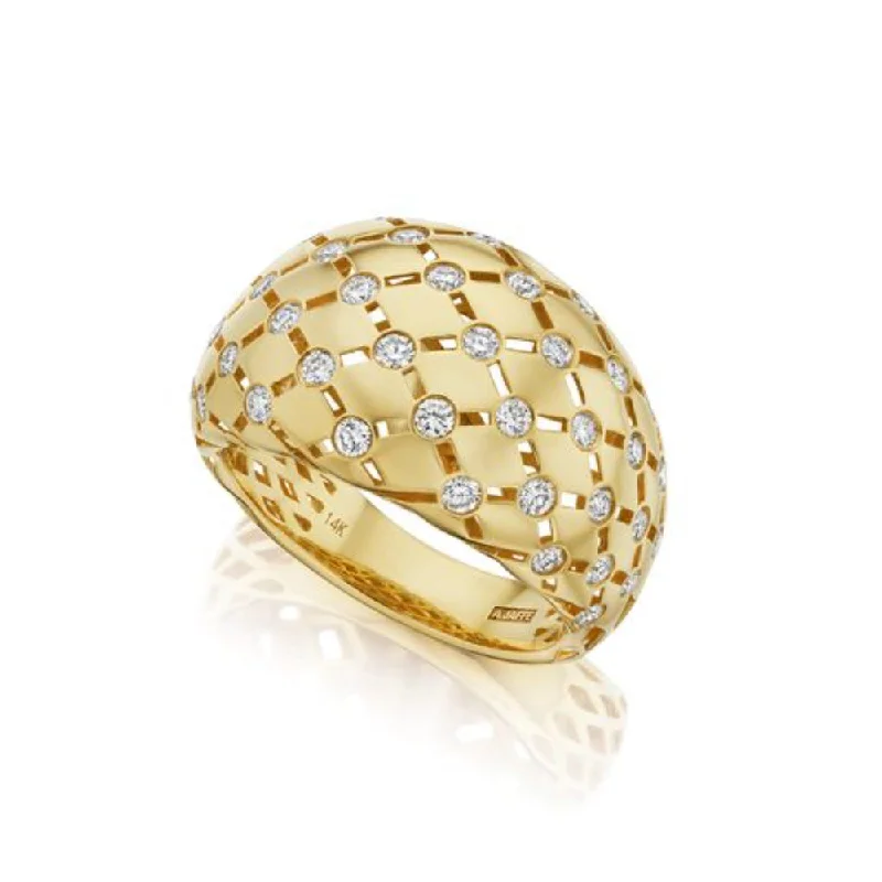 women's gold wedding rings -A. Jaffe 14k Domed Ring with Diamonds