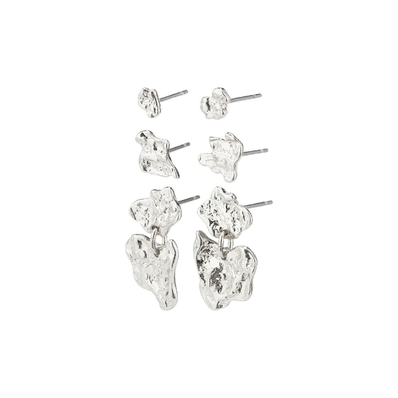 women's golden statement earrings -Horizon Silver Plated Earring Set