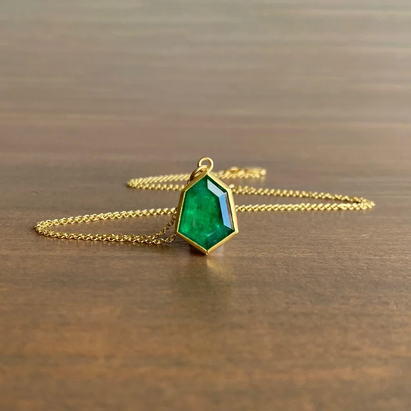 women's wedding anniversary necklaces -Emerald Shield Pendant