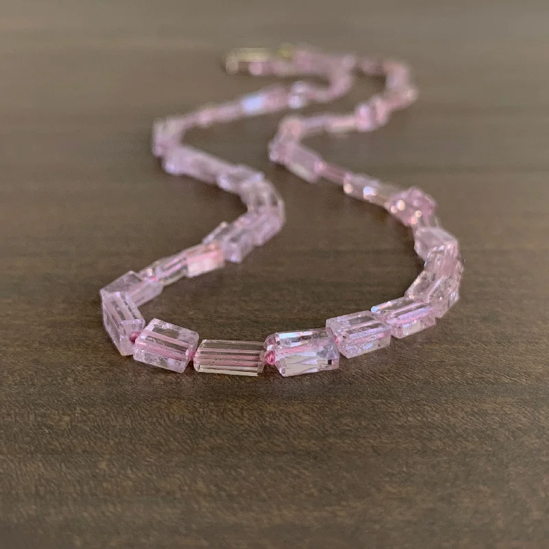 women's layered necklaces -Morganite Rectangle Strand