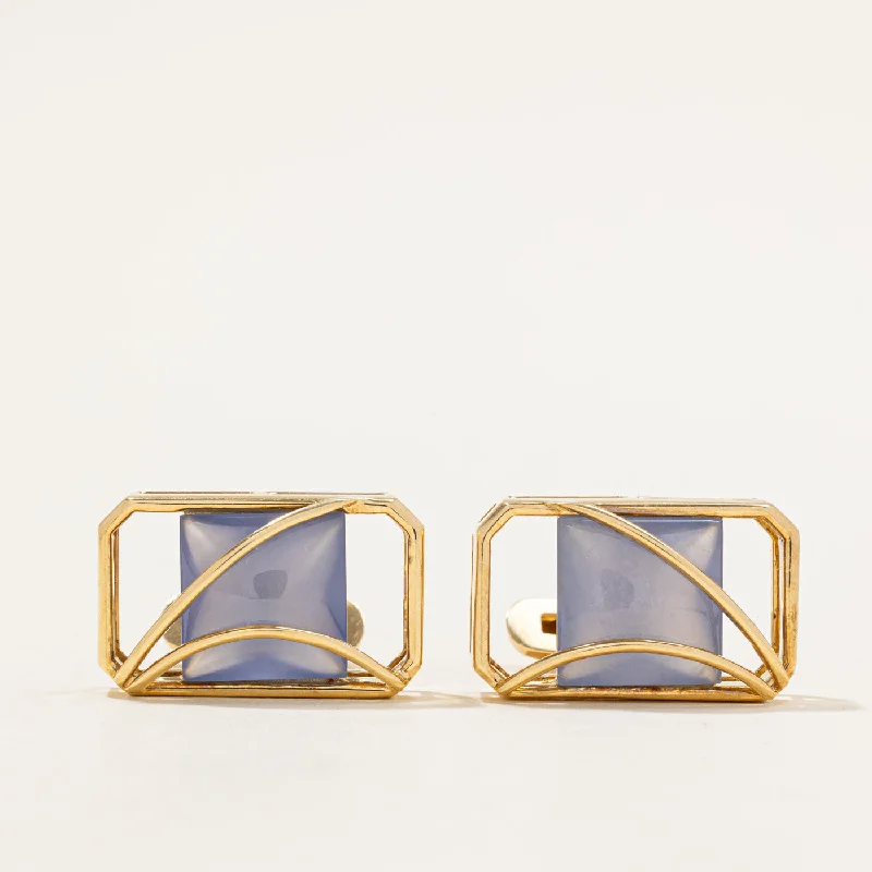 women's pearl bracelets -Blue Chalcedony Cufflinks | 14.00ctw |