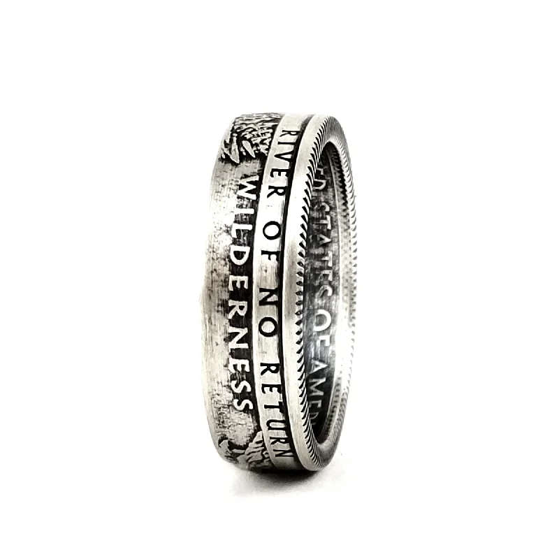 women's halo rings -99.9% Fine Silver River of No Return National Park Quarter Ring