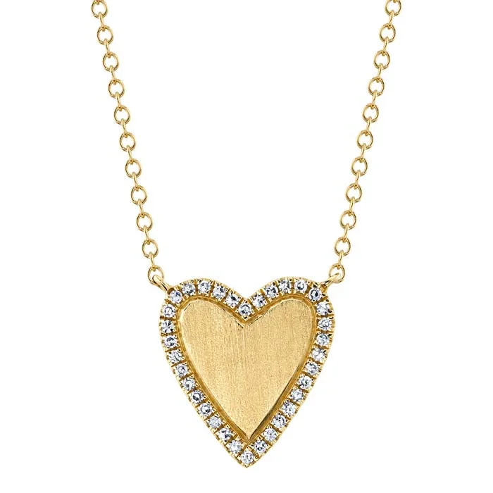 women's gemstone necklaces -Shy Creation Diamond Heart Pendant Necklace in 14K Yellow Gold