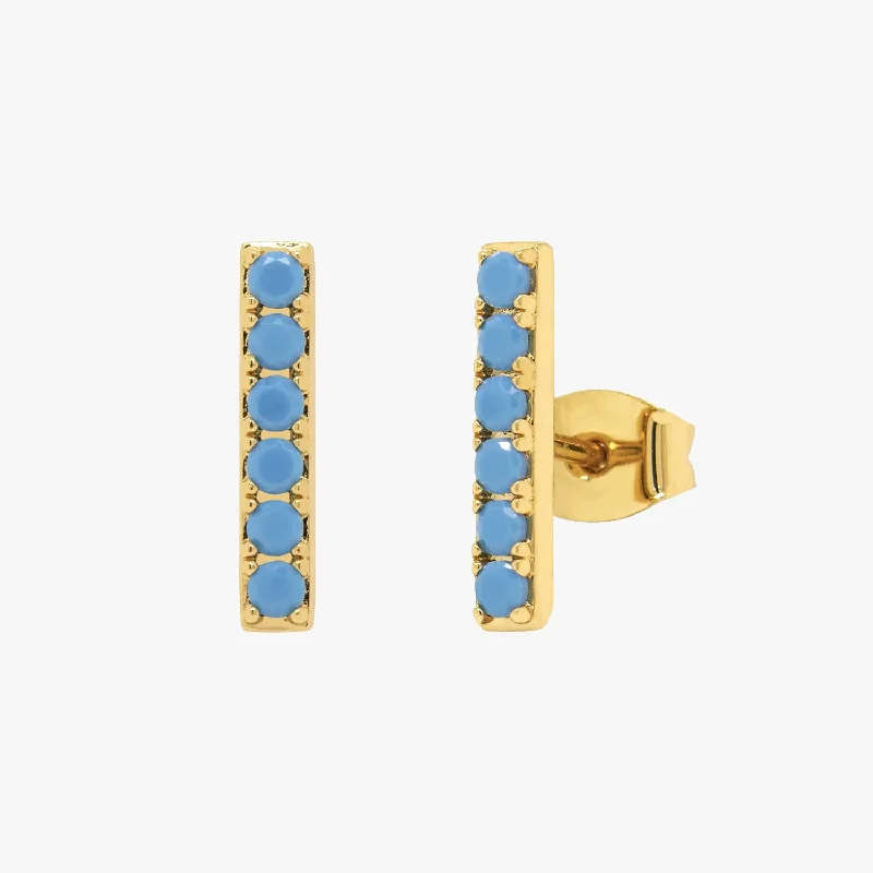 women's fashionable hoop earrings -Turquoise Bar Stud Earrings