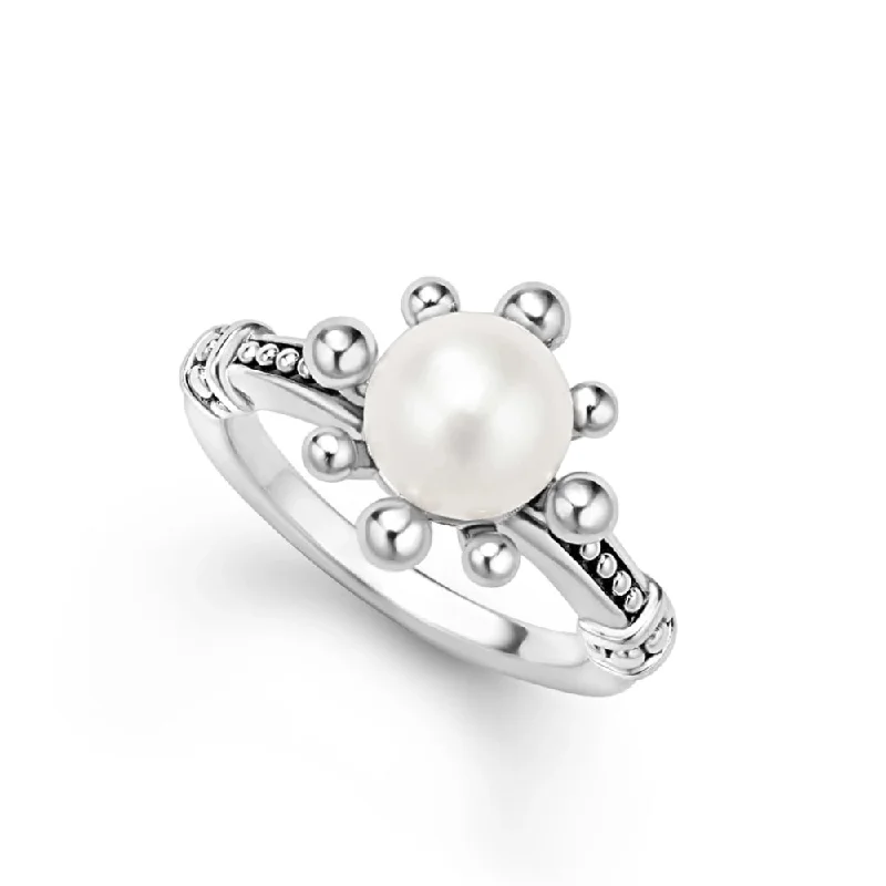 women's promise rings -Lagos Luna Fleur Pearl Ring