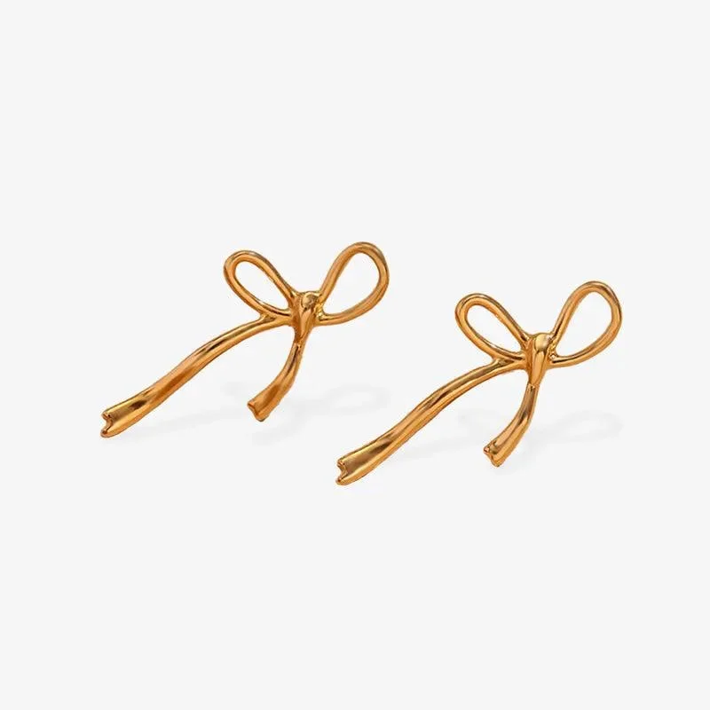 women's elegant drop earrings -Gold-Filled Bow Stud Earrings – Hypoallergenic & Trendy Women's Earrings