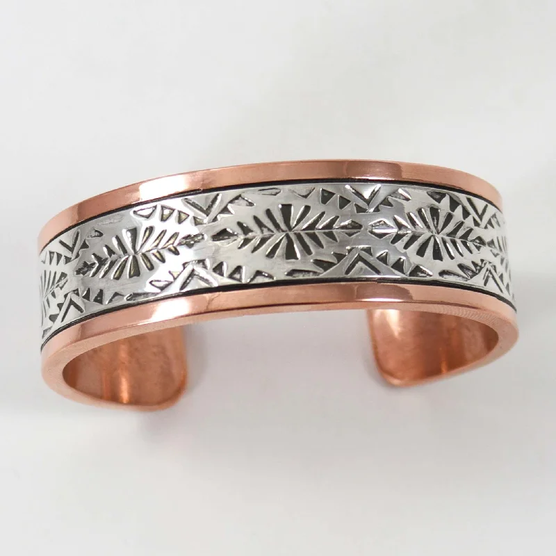 women's gold bracelets -Silver and Copper Cuff