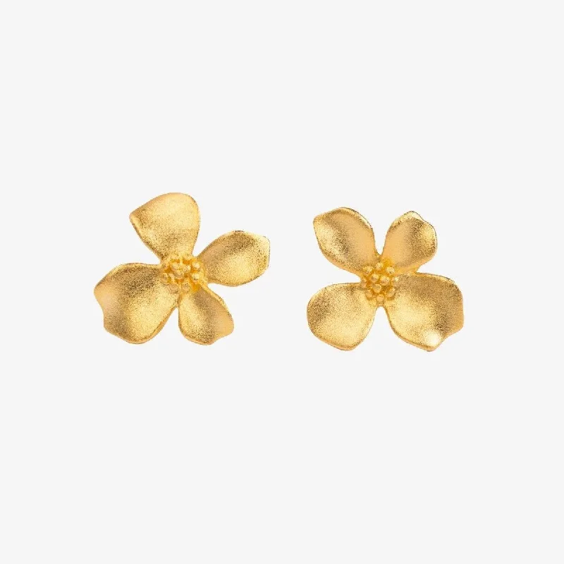 women's fashionable hoop earrings -Delicate Gold Flower Stud Earrings | Fine Jewelry Perth