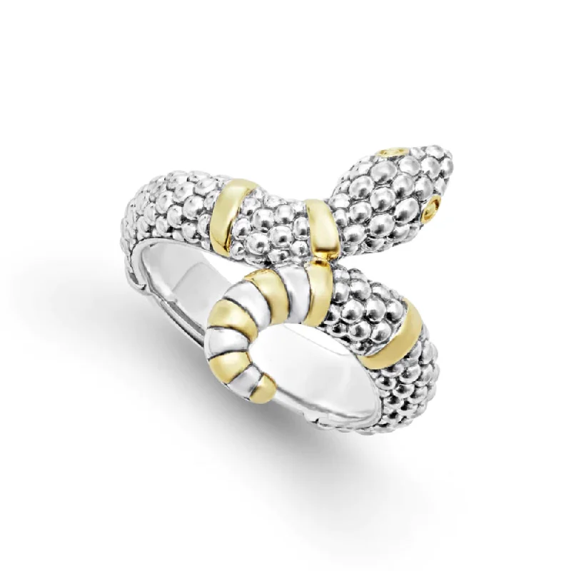 women's vintage-inspired rings -Lagos Rare Wonders Two-Tone Snake Ring