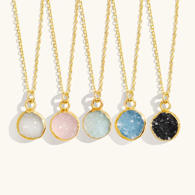 women's sterling silver chain necklaces -Tiny Druzy Necklace