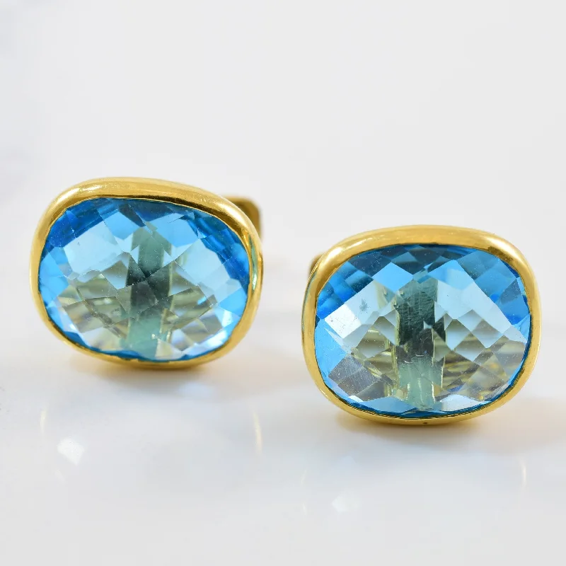 women's wrap bracelets -Bezel Set Blue Topaz Cuff Links | 20.00ctw |