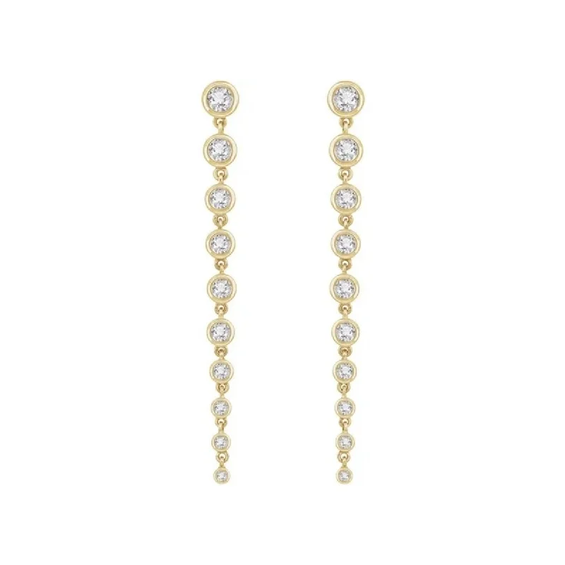 women's bold statement earrings -Graduated Gold Diamond Drop Earrings