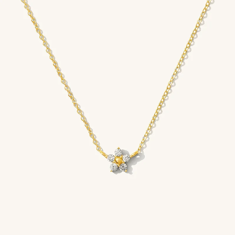 women's matching pendant necklaces -Dainty Flower CZ Necklace