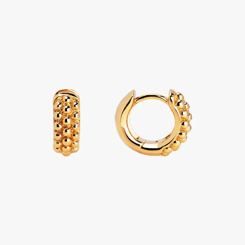 women's geometric drop earrings -Encrusted Ball Studded Hoop Earrings