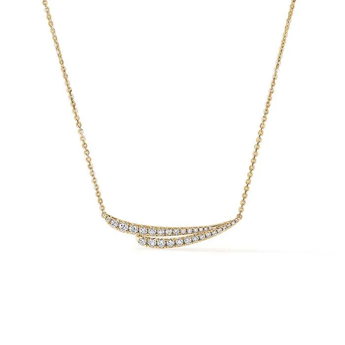 women's silver necklaces -Hearts On Fire .50CTW VELA French Cut Pavé Diamond Pendant Necklace in 18K Yellow Gold