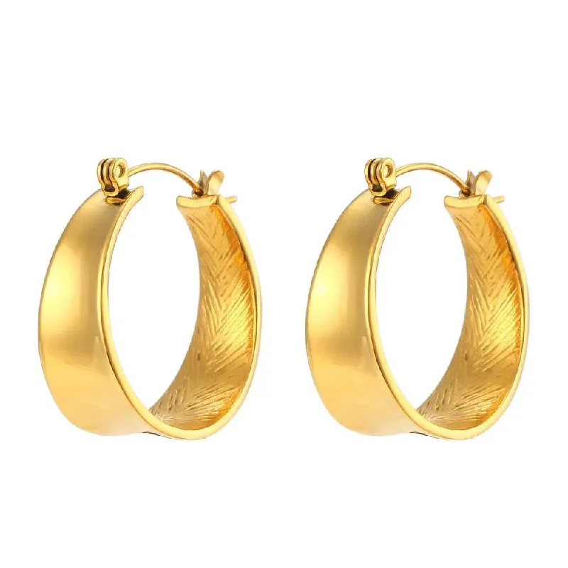 women's diamond earrings -Trendy Wide Gold Hoop Earrings – Hypoallergenic Earrings