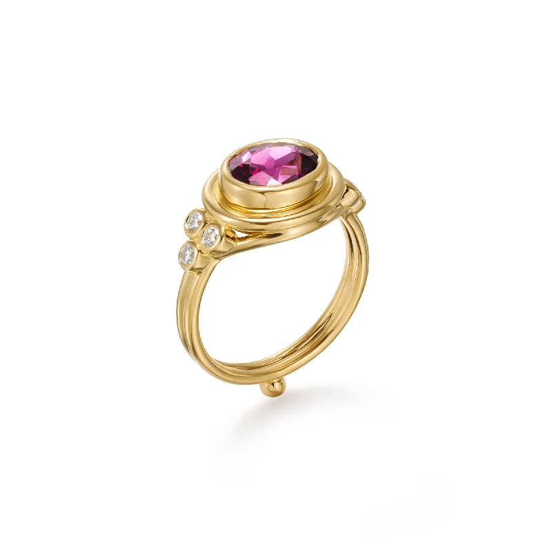 women's custom made rings -18K Purple Garnet Classic Temple Ring