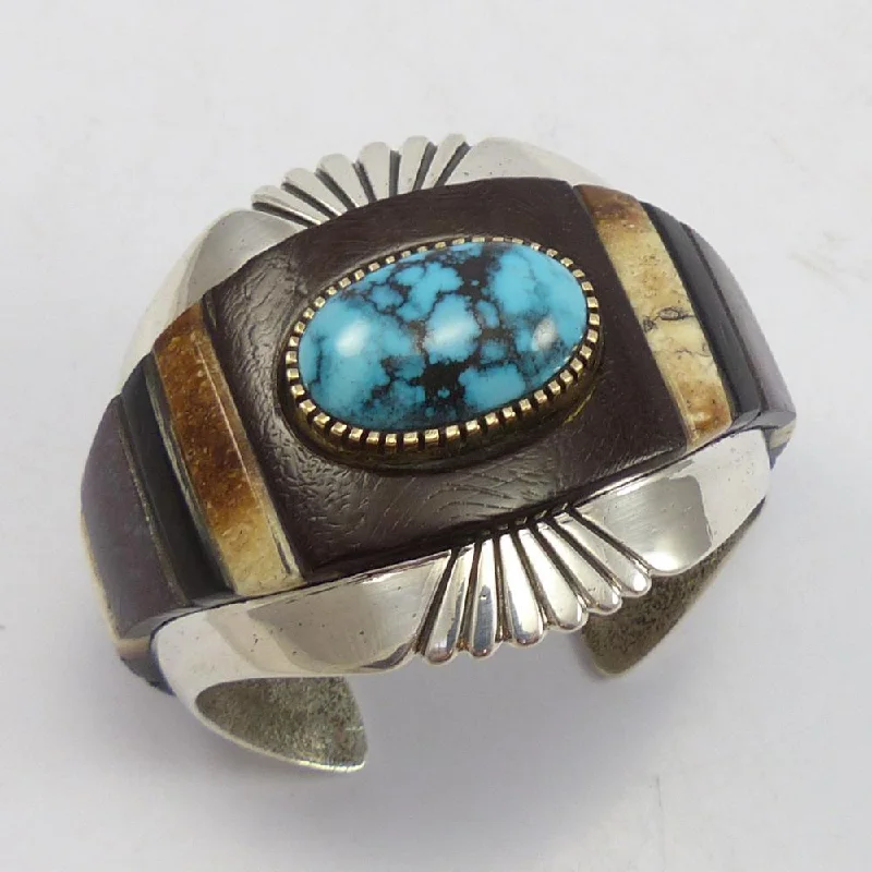 women's adjustable bangles -Candelaria Turquoise Cuff