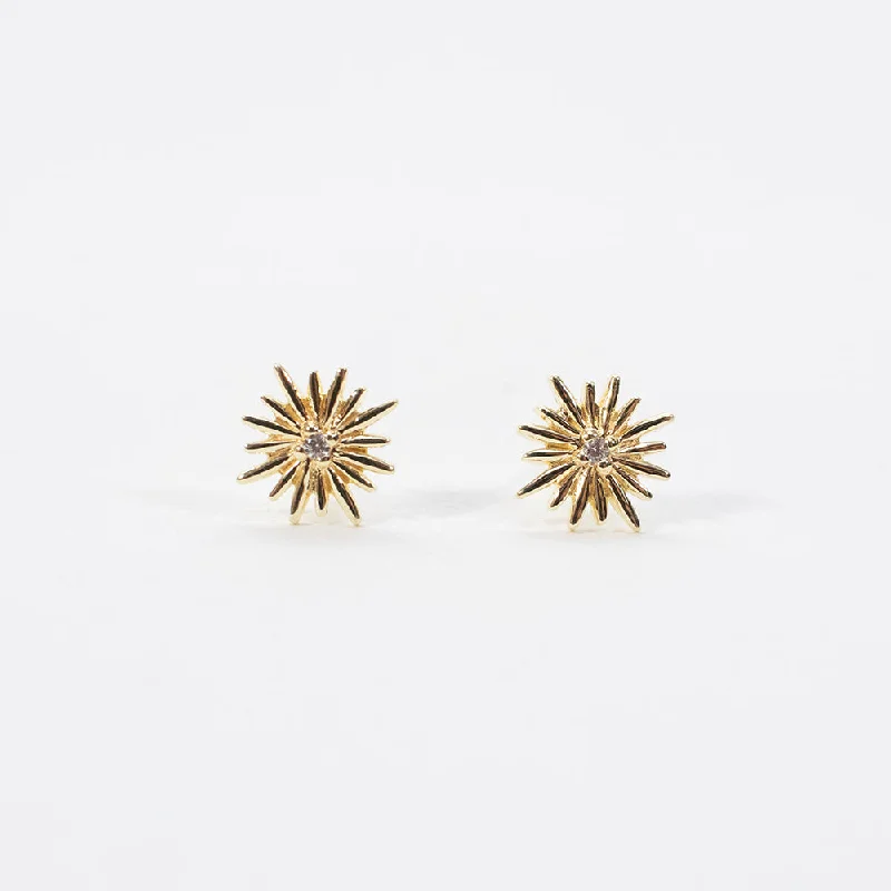 women's bold earrings -Gold Vermeil CZ Starburst Studs