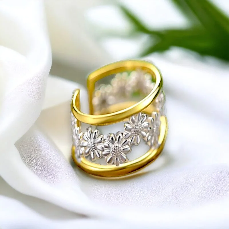 women's classic gold rings -Daisy Gold Plated Ring For Women & Girls