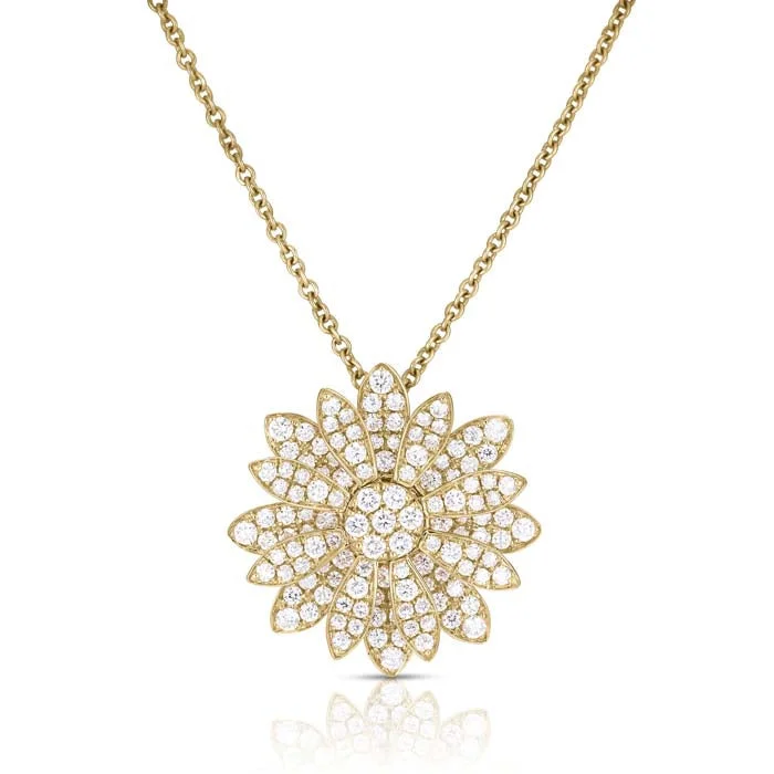 women's designer necklaces -Roberto Coin 1.03CTW Diamond Margherita Necklace in 18K Yellow Gold