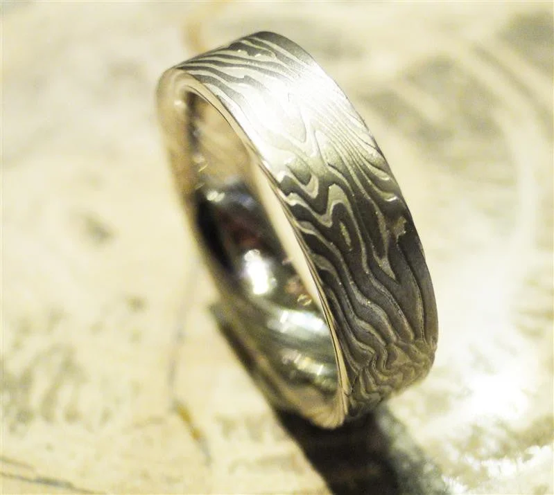 women's signet rings -Palladium 500 and Sterling Silver Mokume Gane Ring