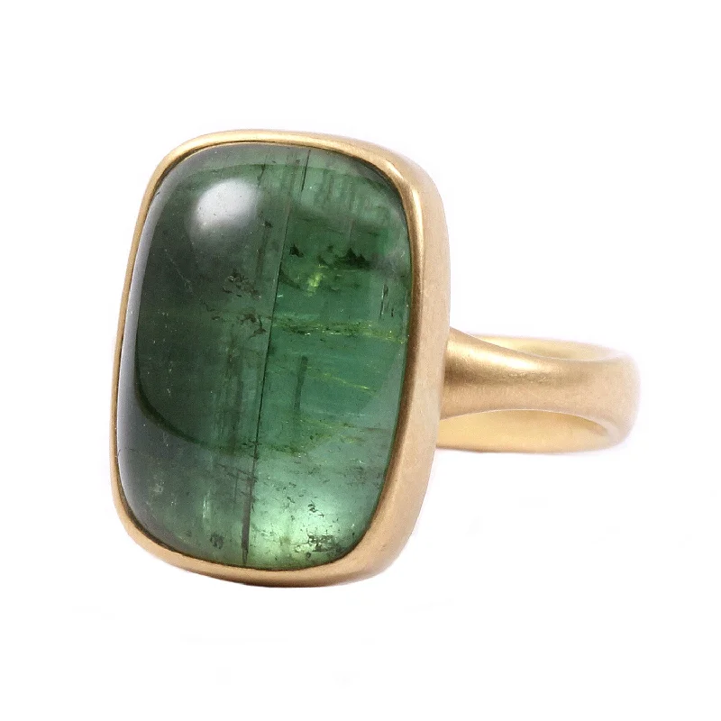 women's gold-plated rings -Minty Cushion Tourmaline Ring