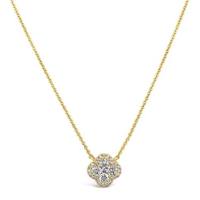 women's chunky necklaces -Charles Krypell Diamond Clover Pendant Necklace in 18K Yellow Gold