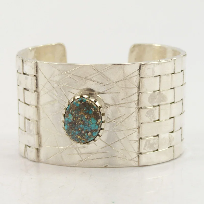 women's engraved bracelets -Indian Mountain Turquoise Cuff