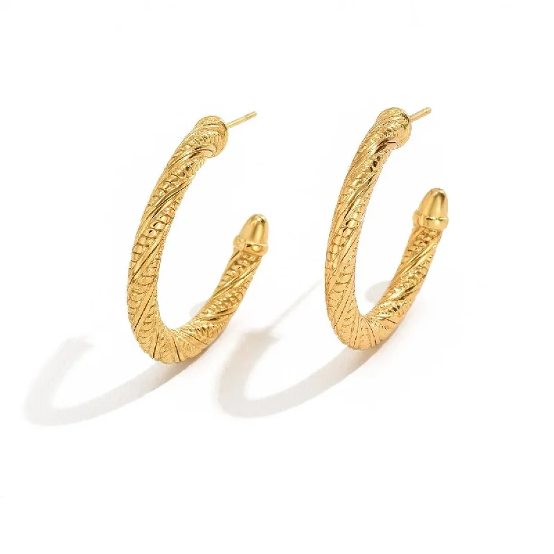 women's unique earrings -Elegant Twisted Gold Hoop Earrings – 18K Gold Plated