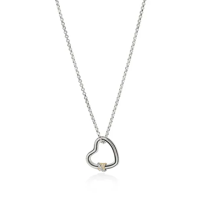 women's long necklaces -John Hardy Bamboo Heart Pendant Necklace with Diamonds in Sterling Silver and 14K Yellow Gold