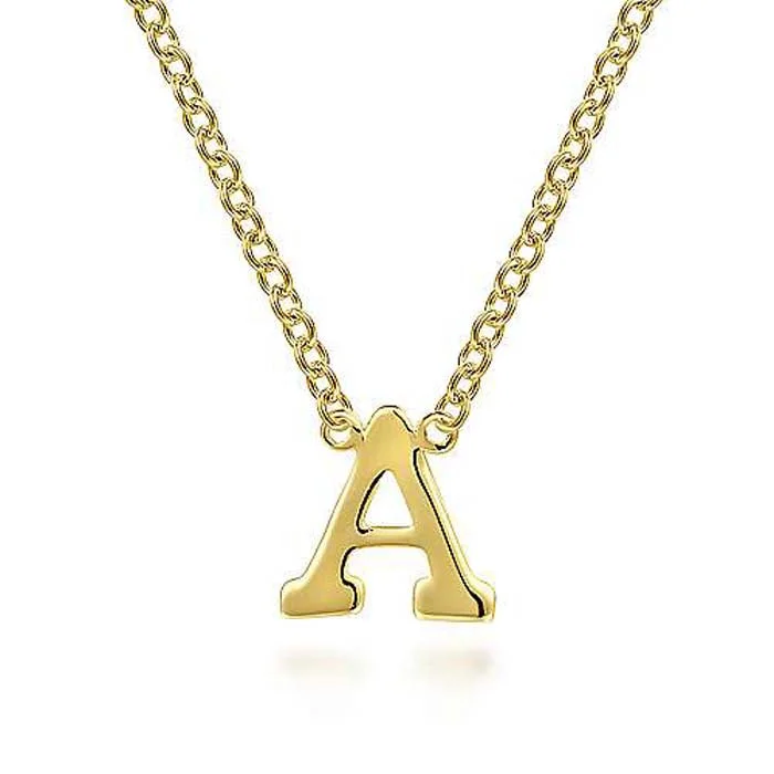 women's anniversary necklaces -Gabriel & Co. "A" Initial Necklace in 14K Yellow Gold