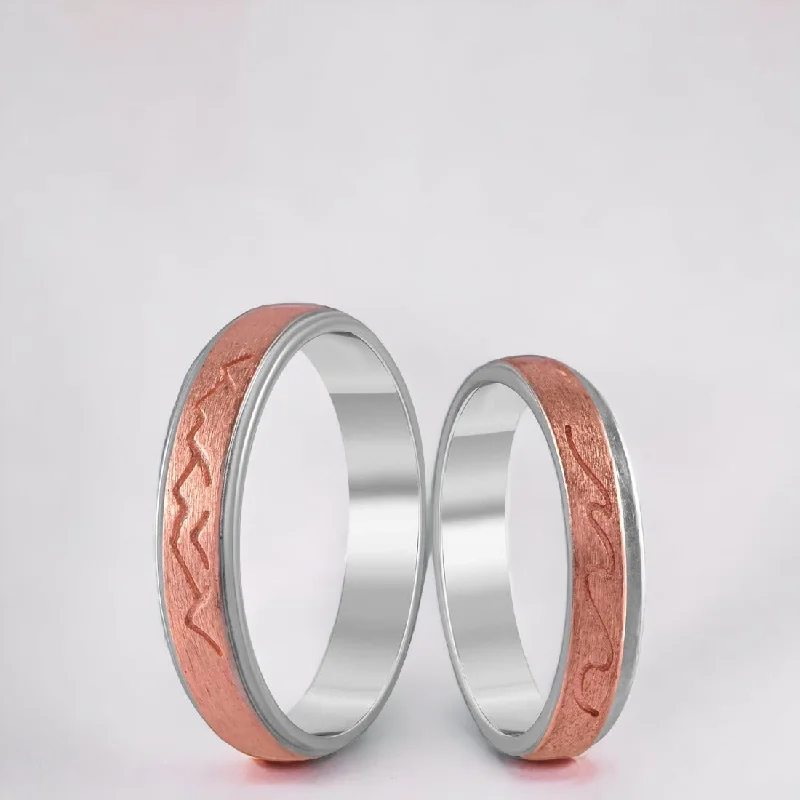 women's diamond eternity rings -Rose Gold Plated Couple Ring Set