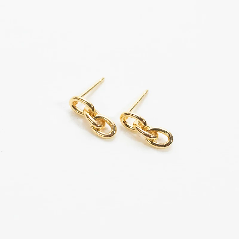 women's silver hoop earrings -Gold Vermeil Oval Chain Link Studs