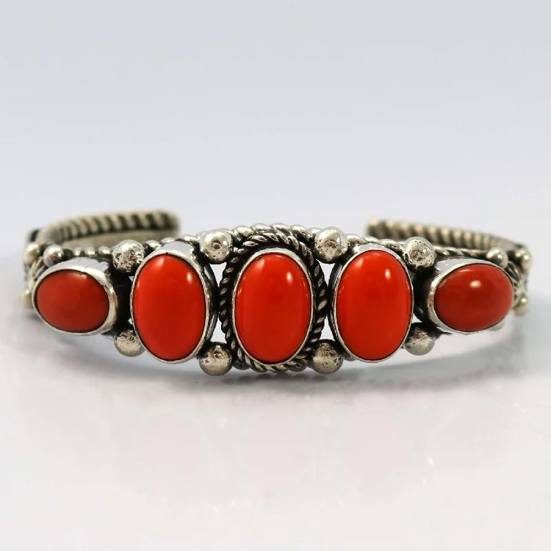 women's beaded bracelets -Coral Row Cuff