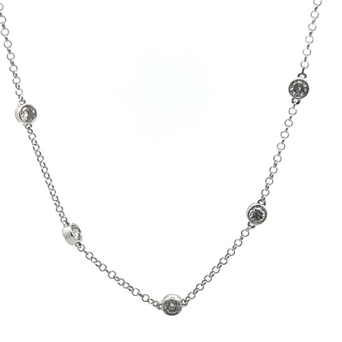 women's infinity necklaces -Mountz Collection 17" 2.0CTW Diamond By the Yard Necklace in 14K White Gold