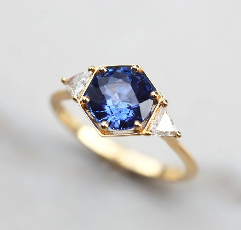 women's anniversary necklaces -Marlow Blue Sapphire Diamond Ring