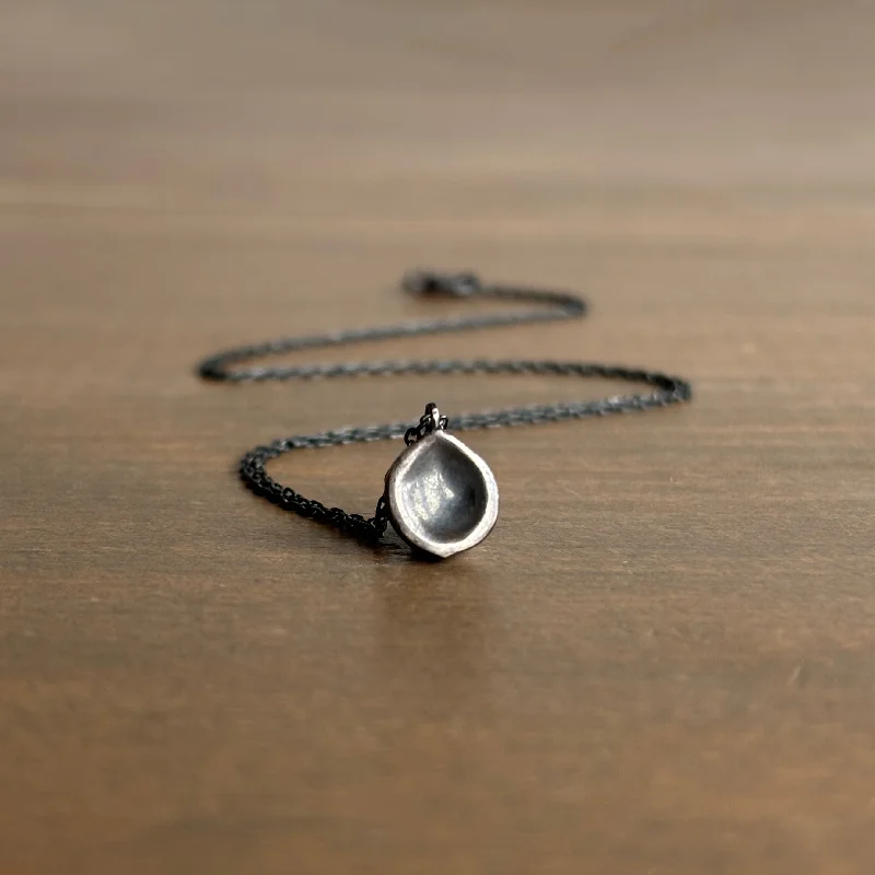 women's vintage necklaces -Oxidized Silver Seed Pendant