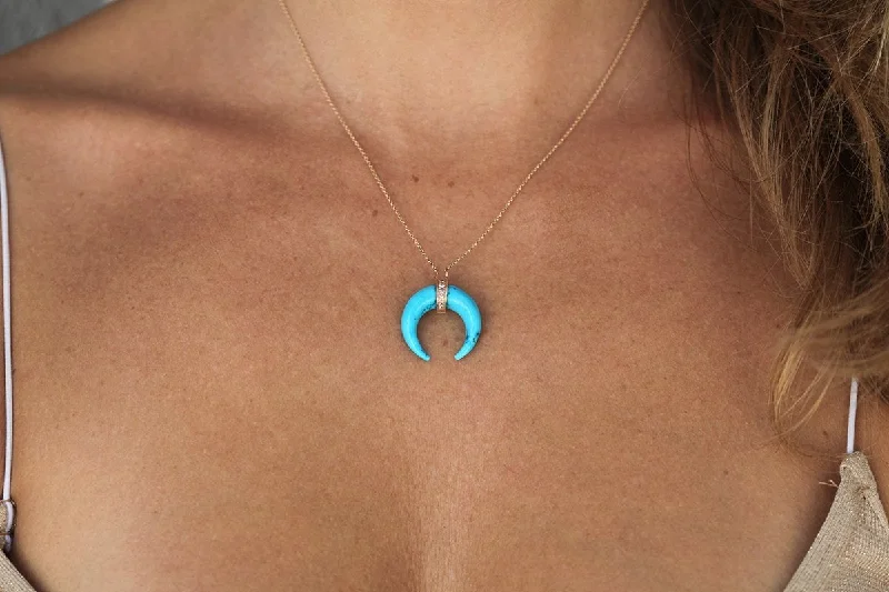 women's zodiac necklaces -Turquoise Neckace, Diamond Turquoise Necklace