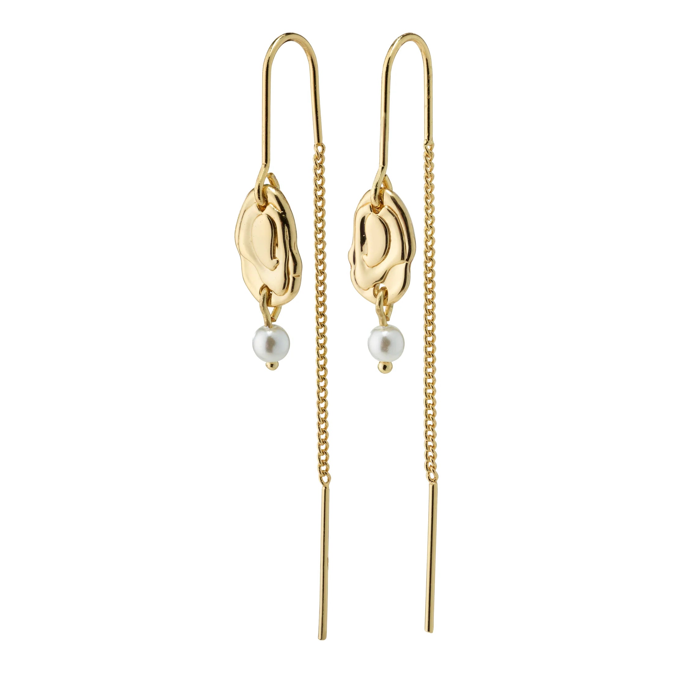 women's stylish earrings -Emilie Gold Plated Pull Through Earrings