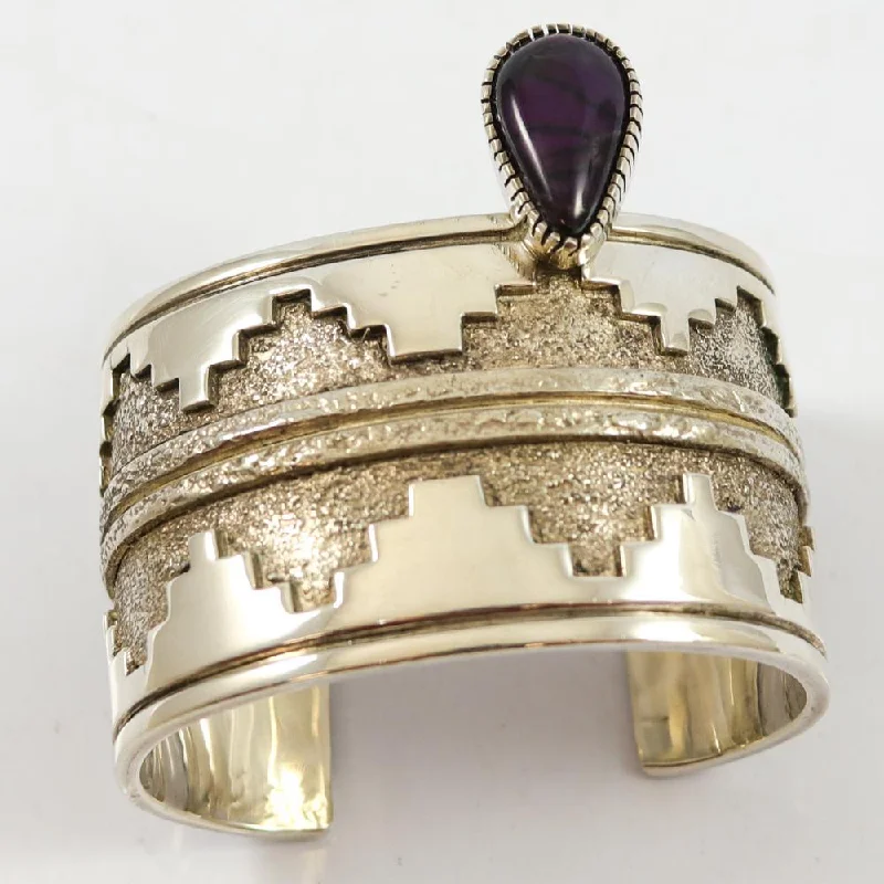 women's round bangles -Sugilite Overlay Cuff