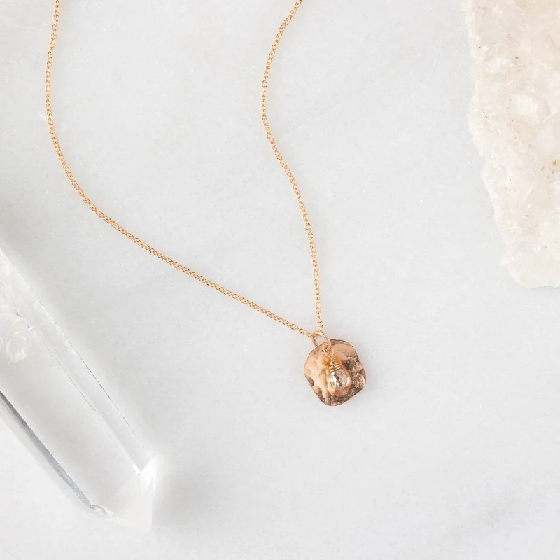 women's spiritual necklaces -The Champagne Diamond Petal Necklace | Rose Gold Filled