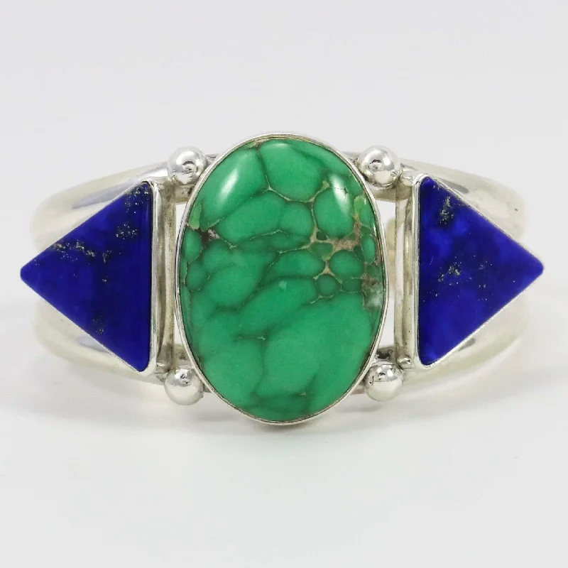 women's custom charm bracelets -Variscite and Lapis Cuff