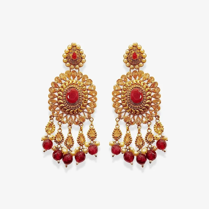 women's butterfly earrings -Kundan Jhumka Earrings with Red Beads and Pearl Drops | Fashion Jewelry Australia