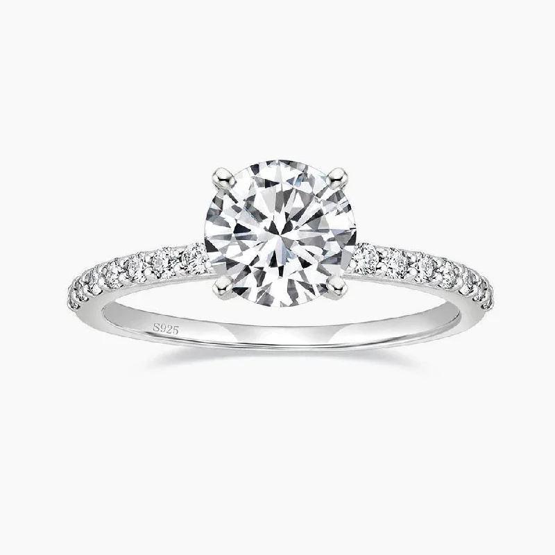 women's triple-stone rings -925 Sterling Silver Round Brilliant CZ Ring For Women