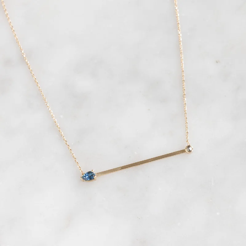 women's silver chain necklaces -The Montana Sapphire Horizon Necklace | 10K Yellow Gold