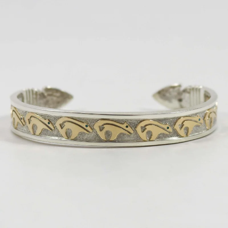 women's stretchable bangles -Double-Sided Gold on Silver Cuff