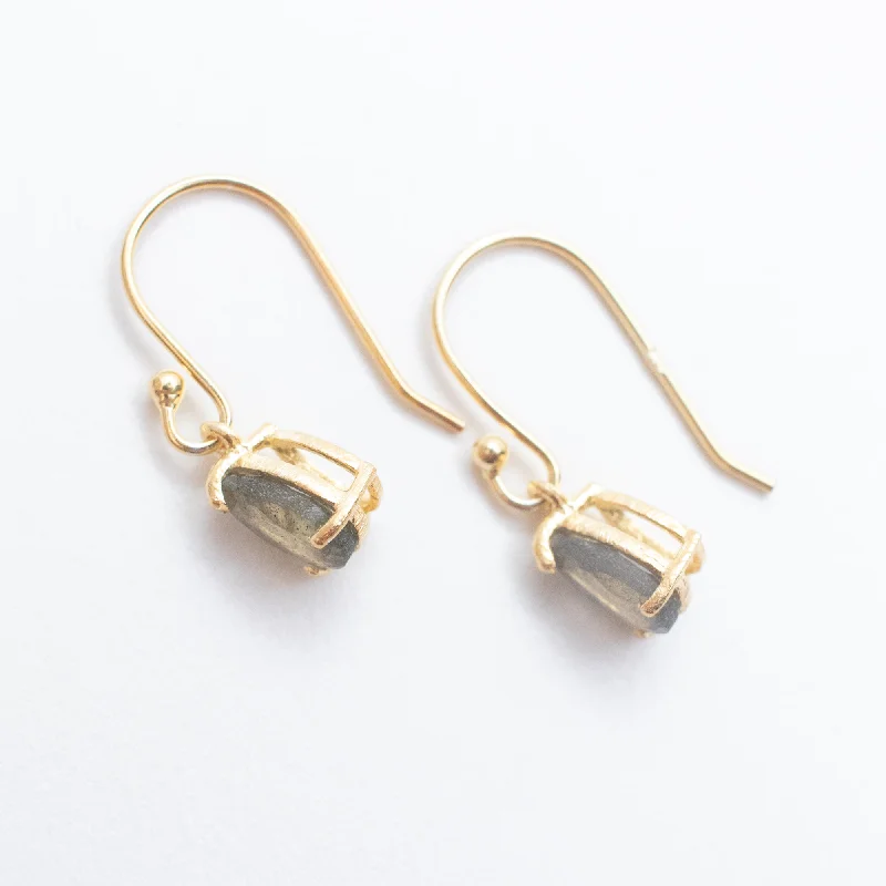 women's vintage earrings -Gold Vermeil Labradorite Teardrop Earrings