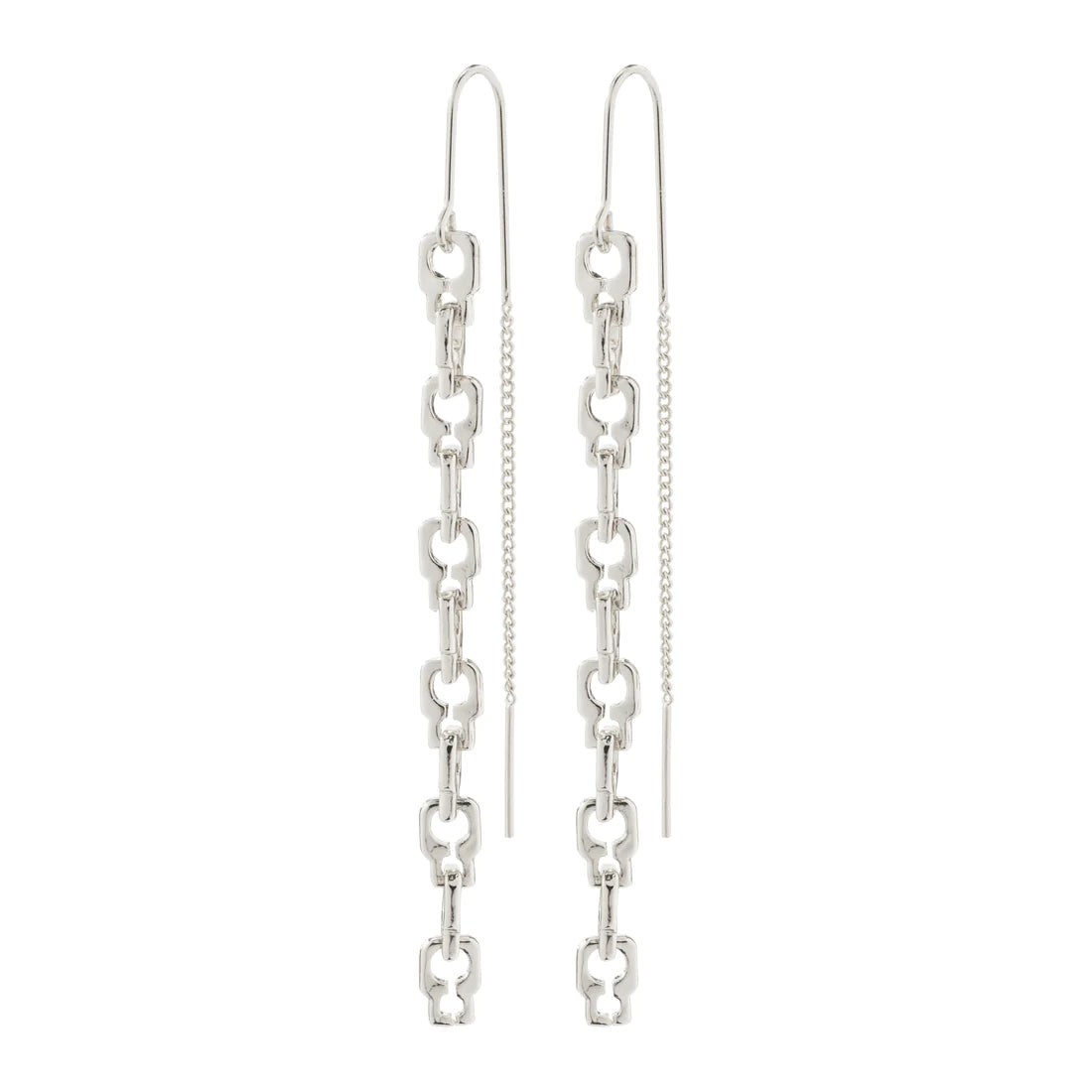 women's hoop earrings -Live Silver Plated Chain Pull Through Earrings