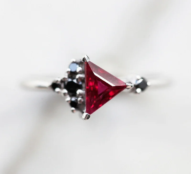 women's luxury statement necklaces -Lena Triangle Ruby Cluster Ring